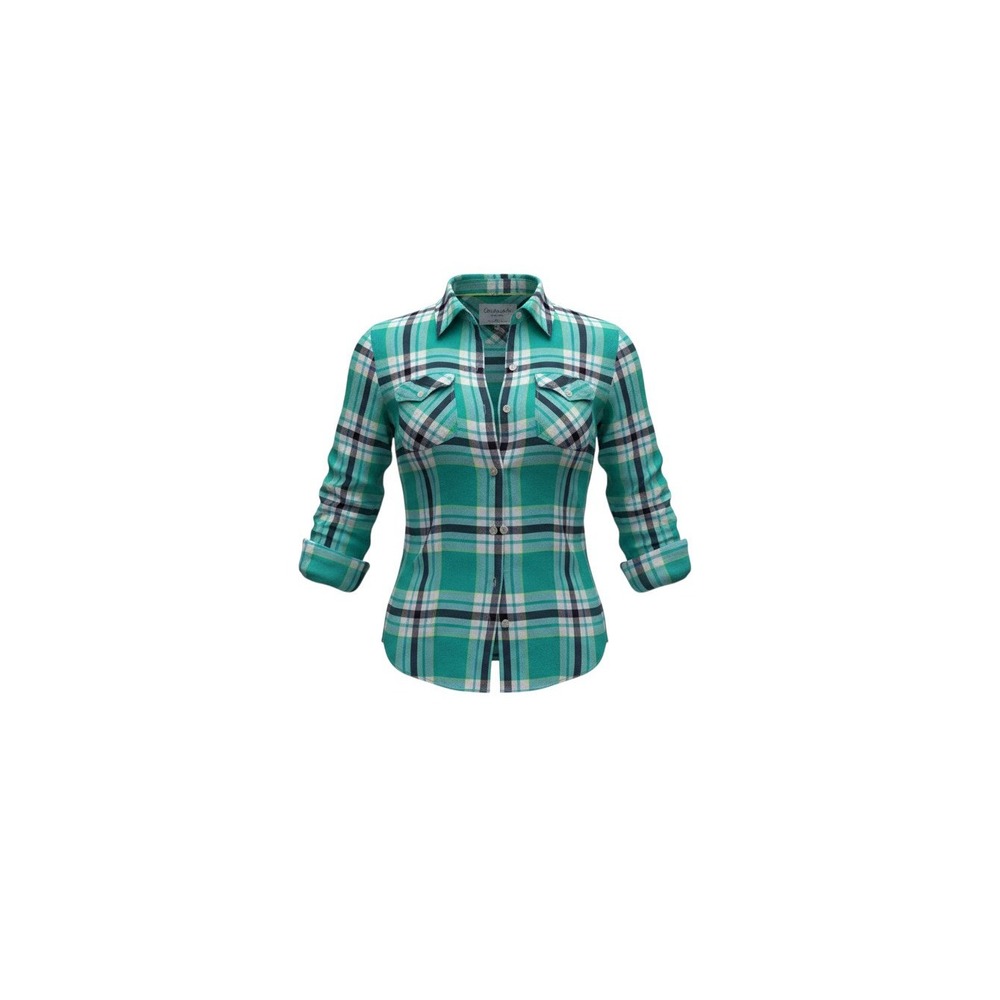 Aeropostale Plaid Button Down Shirt Womens XL Green Long Sleeve Cotton 1432